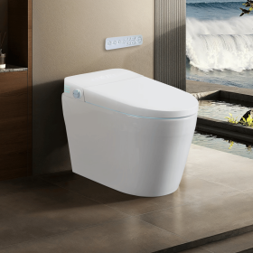 Tankless Smart Toilet With Bidet Built In, One-piece Bidet Toilet Seat, Auto Flush, Auto Open/Close,Heated Seat, Warm Water and Dry, Adjustable T
