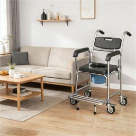 Shower chair, wheelchair, transportation chair, medical roll chair, toilet seat, black