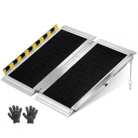 Portable Wheelchair Ramp, 2FT, Non-Slip Aluminum Folding Handicap Ramp for Wheelchair, 800 lbs Capacity, Door Threshold Ramps for Home Steps, Sta