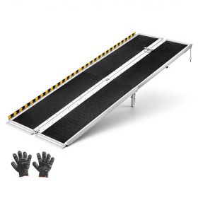 Portable Wheelchair Ramp, 7FT, Non-Slip Aluminum Folding Handicap Ramp for Wheelchair, 800 lbs Capacity, Door Threshold Ramps for Home Steps, Sta