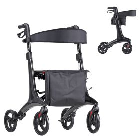Rollator Walker with Seat for Seniors, Foldable Lightweight Rolling Walker