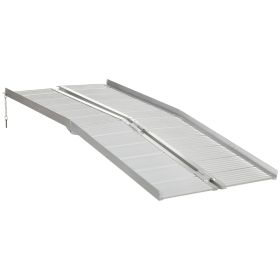 6ft Folding Wheelchair Ramp Portable Aluminum Easy Access Silver for Stairs Doorways