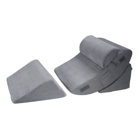 Wedge Pillow for Sleeping, 4 Pcs Adjustable Orthopedic Bed Wedge Set, Support Leg Neck Shoulder, Post Surgery Pillow for Back Pain, Acid Reflux (Bed Back Set Quantity: 4-Piece Set, Bed Back Pillowcase Material: Velvet Fabric)